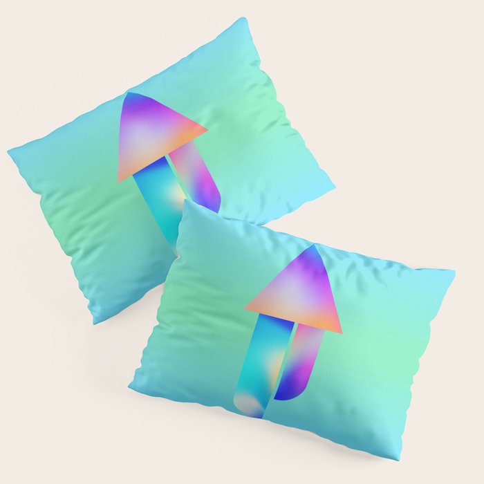 Space Ship Vibrant Blue-Green Colors Minimalist Modern Abstract Illustration  Pillow Sham Gallery Image 3