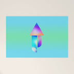Space Ship Vibrant Blue-Green Colors Minimalist Modern Abstract Illustration  Welcome Mat Gallery Image 1