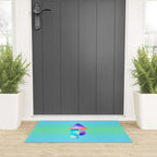 Space Ship Vibrant Blue-Green Colors Minimalist Modern Abstract Illustration  Welcome Mat Gallery Image 3