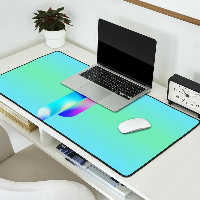 Space Ship Vibrant Blue-Green Colors Minimalist Modern Abstract Illustration  Desk Mat Gallery Image 2