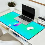Space Ship Vibrant Blue-Green Colors Minimalist Modern Abstract Illustration  Desk Mat Gallery Image 2