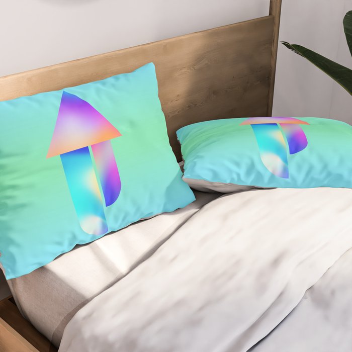Space Ship Vibrant Blue-Green Colors Minimalist Modern Abstract Illustration  Pillow Sham Gallery Image 2
