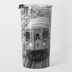 Black and White Chicago Train El Train above Wabash Ave the Loop Windy City Travel Mug Gallery Image 3