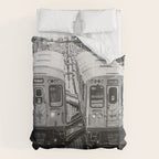 Black and White Chicago Train El Train above Wabash Ave the Loop Windy City Comforter Gallery Image 6