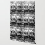 Black and White Chicago Train El Train above Wabash Ave the Loop Windy City Wallpaper Gallery Image 2