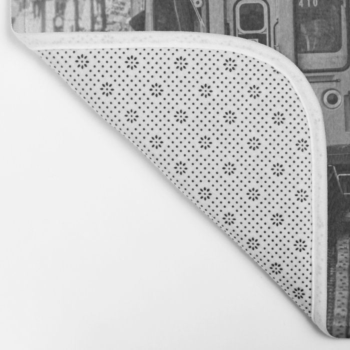 Black and White Chicago Train El Train above Wabash Ave the Loop Windy City Bath Mat Gallery Image 2