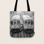 Black and White Chicago Train El Train above Wabash Ave the Loop Windy City Tote Bag Gallery Image 1