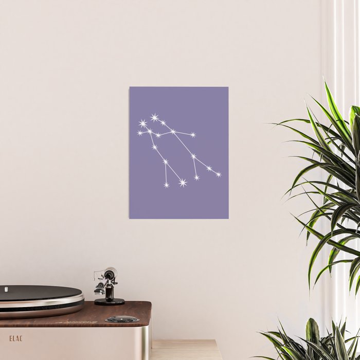 Gemini Zodiac Star Constellation Line Art Lavender Purple Poster Gallery Image 2