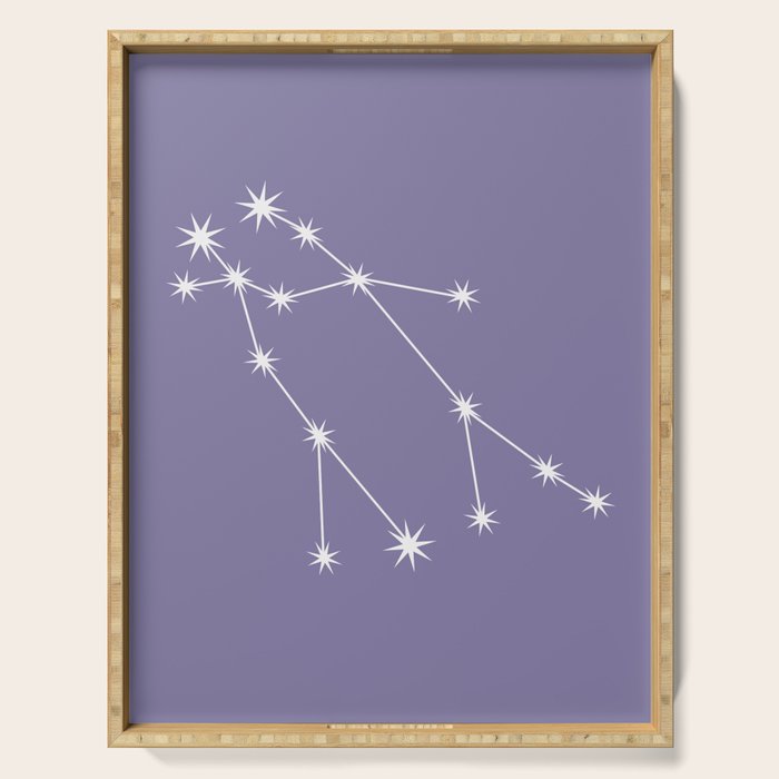 Gemini Zodiac Star Constellation Line Art Lavender Purple Serving Tray Gallery Image 1