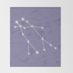 Gemini Zodiac Star Constellation Line Art Lavender Purple Throw Blanket Gallery Image 2