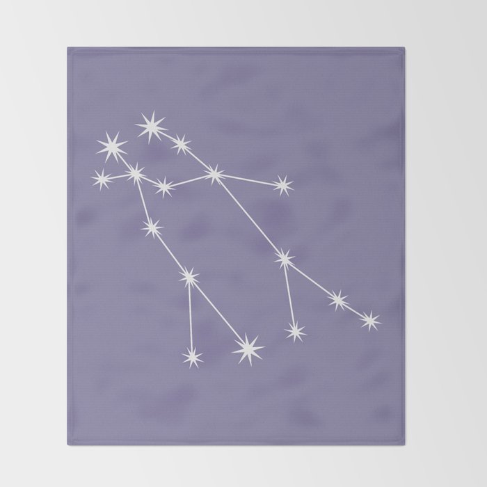 Gemini Zodiac Star Constellation Line Art Lavender Purple Throw Blanket Gallery Image 2