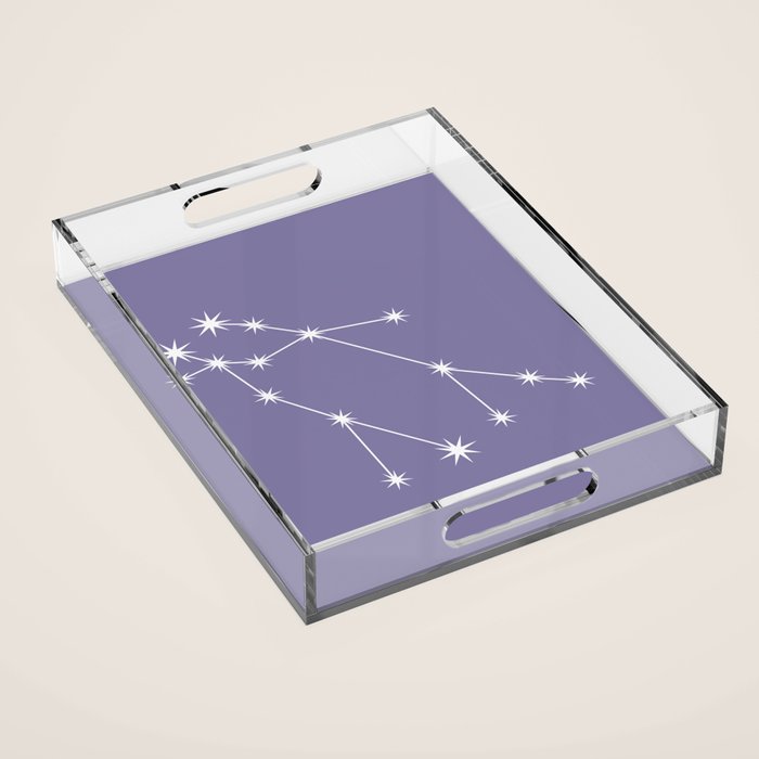 Gemini Zodiac Star Constellation Line Art Lavender Purple Acrylic Tray Gallery Image 1