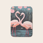 Pink Flamingos Pair In The Teal Rain Bath Mat Gallery Image 1