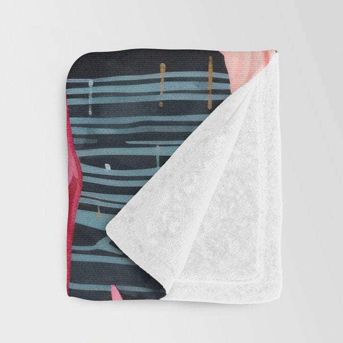 Pink Flamingos Pair In The Teal Rain Throw Blanket Gallery Image 3