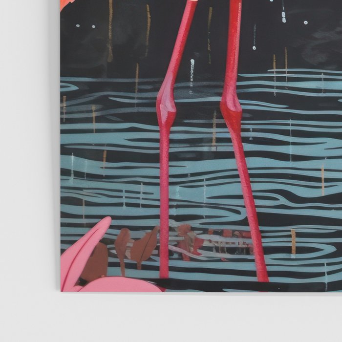 Pink Flamingos Pair In The Teal Rain Poster Gallery Image 3