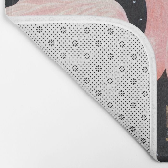 Pink Flamingos Pair In The Teal Rain Bath Mat Gallery Image 2