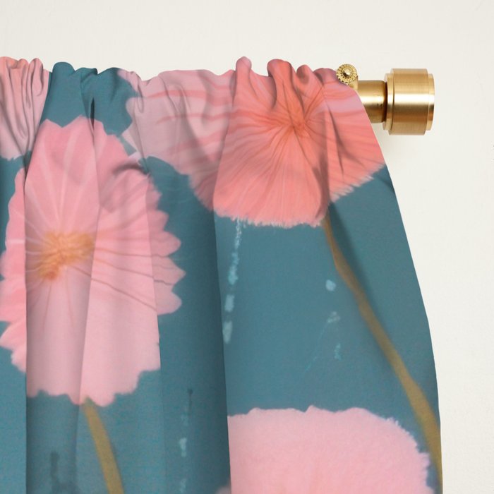 Pink Flamingos Pair In The Teal Rain Window Curtain Gallery Image 2