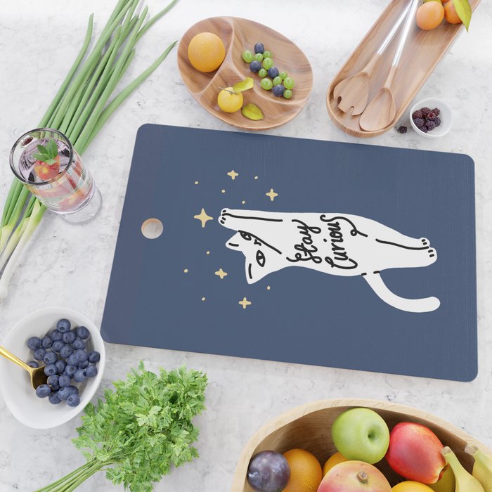 Stay Curious Cat Cutting Board Gallery Image 2