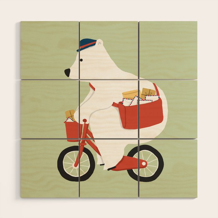 Polar bear postal express Wood Wall Art Gallery Image 1