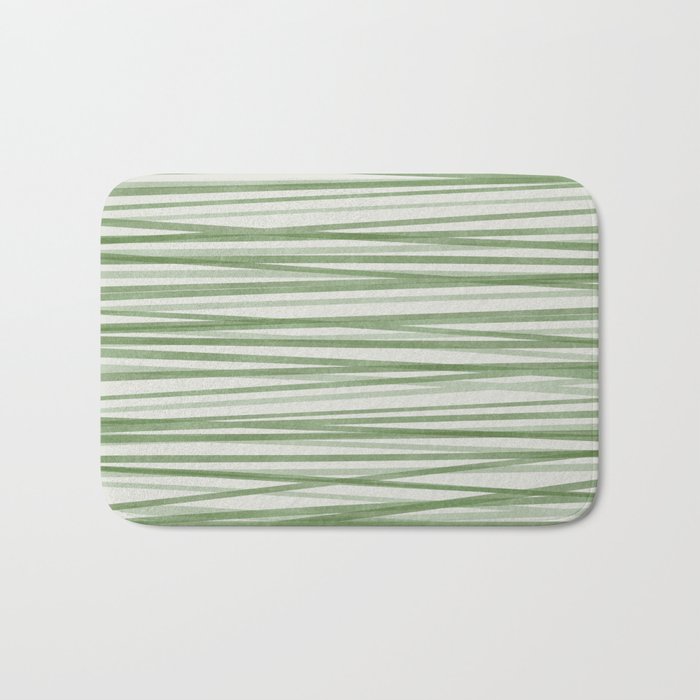 Green Stripes - Modern Abstract Style Bath Mat Gallery Image 1