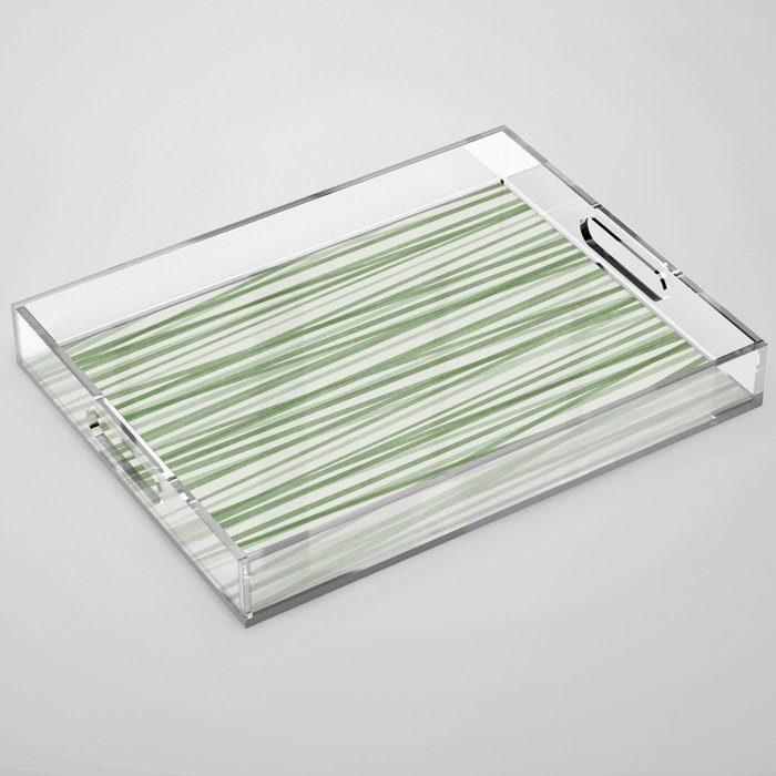 Green Stripes - Modern Abstract Style Acrylic Tray Gallery Image 1