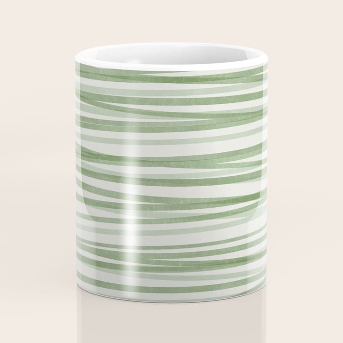 Green Stripes - Modern Abstract Style Coffee Mug Gallery Image 4