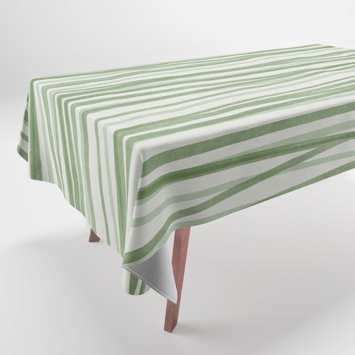Green Stripes - Modern Abstract Style Tablecloth Gallery Image 1