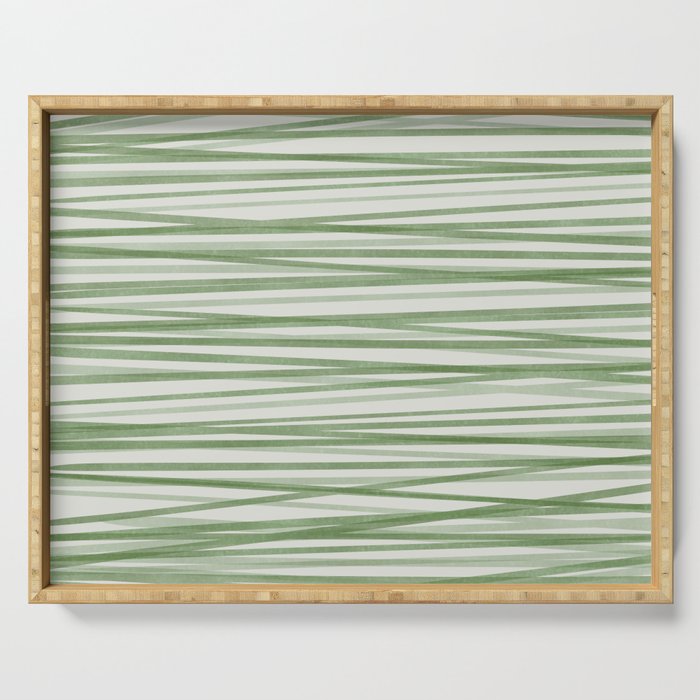 Green Stripes - Modern Abstract Style Serving Tray Gallery Image 1