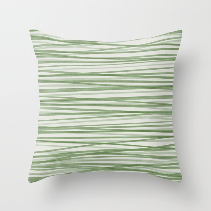 Green Stripes - Modern Abstract Style Throw Pillow Gallery Image 1