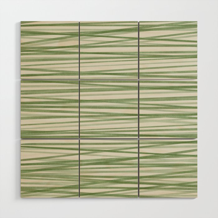Green Stripes - Modern Abstract Style Wood Wall Art Gallery Image 1