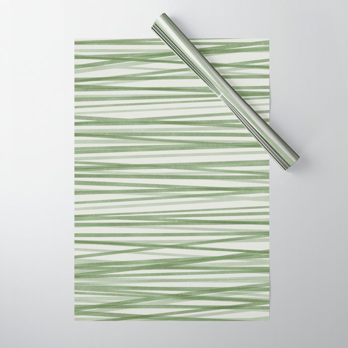 Green Stripes - Modern Abstract Style Wrapping Paper Gallery Image 1
