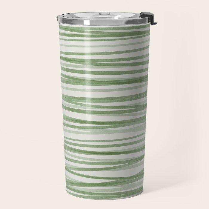 Green Stripes - Modern Abstract Style Travel Mug Gallery Image 2
