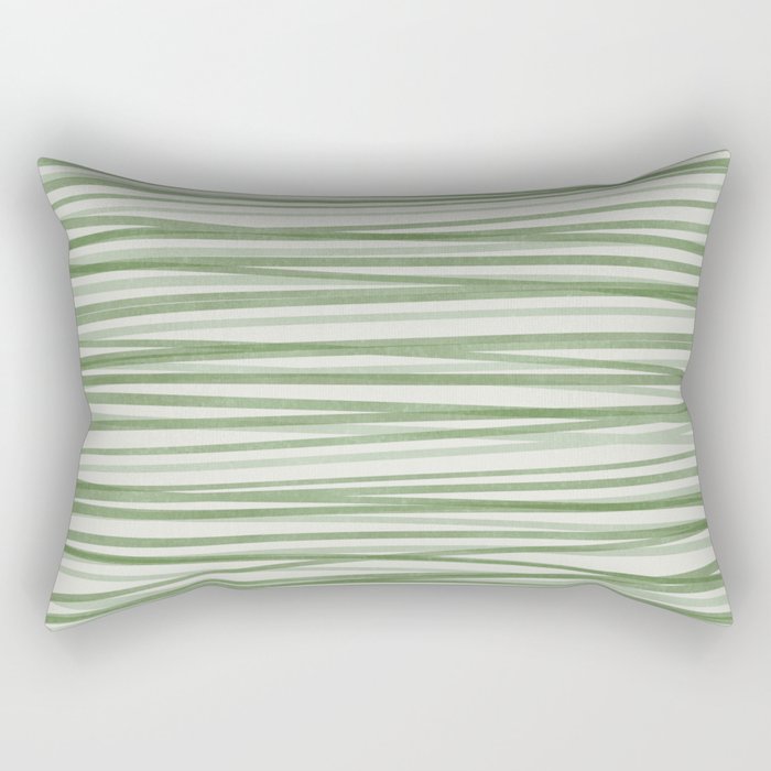 Green Stripes - Modern Abstract Style Rectangular Pillow Gallery Image 1