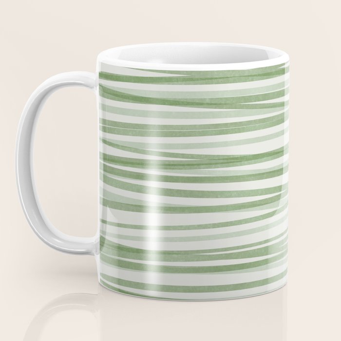 Green Stripes - Modern Abstract Style Coffee Mug Gallery Image 3