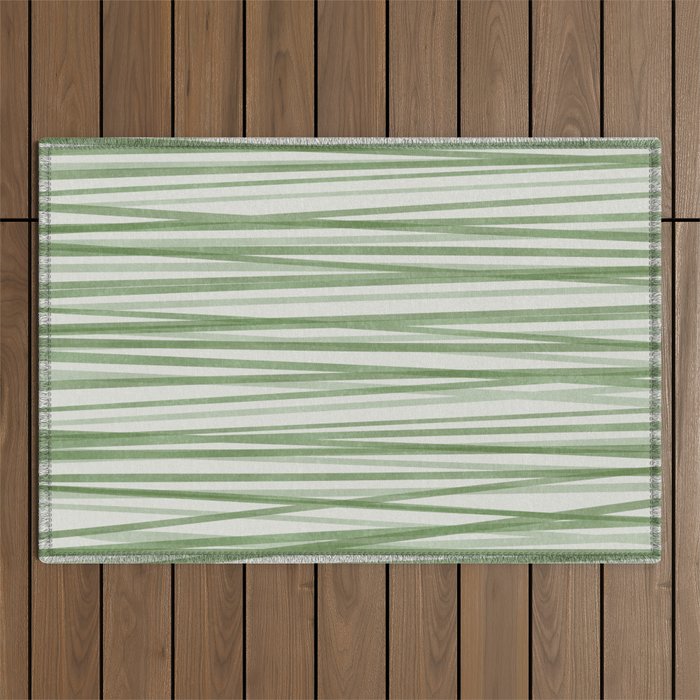 Green Stripes - Modern Abstract Style Outdoor Rug Gallery Image 1