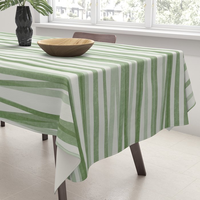 Green Stripes - Modern Abstract Style Tablecloth Gallery Image 3