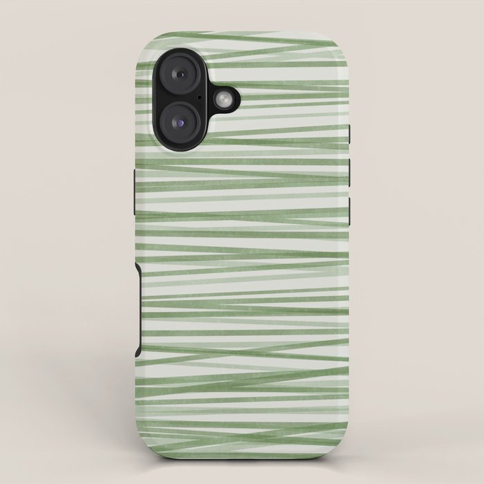 Green Stripes - Modern Abstract Style iPhone Case Gallery Image 1