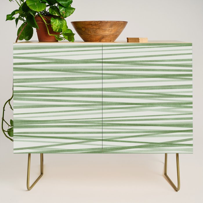 Green Stripes - Modern Abstract Style Credenza Gallery Image 1