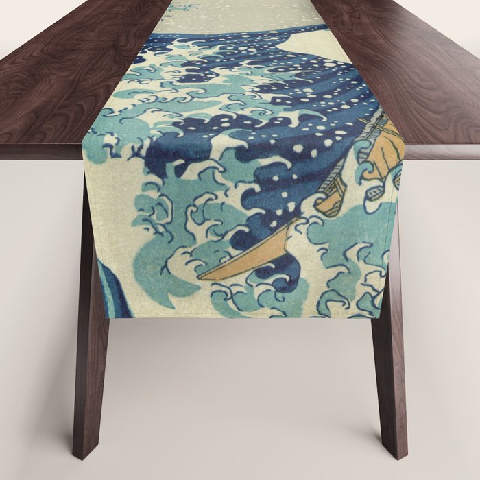 The Classic Japanese Great Wave off Kanagawa Print by Hokusai Table Runner Gallery Image 1