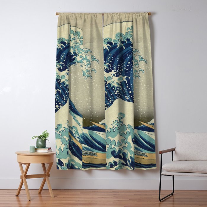 The Classic Japanese Great Wave off Kanagawa Print by Hokusai Window Curtain Gallery Image 1