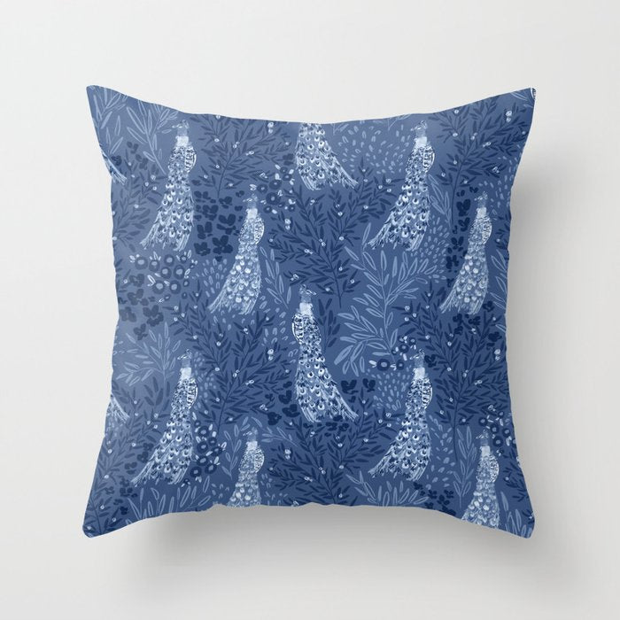 Midnight Peacock Throw Pillow Gallery Image 1