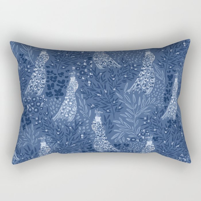 Midnight Peacock Rectangular Pillow Gallery Image 1