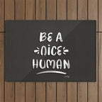 Be a Nice Human - White Type on Black Palette Outdoor Rug Gallery Image 1