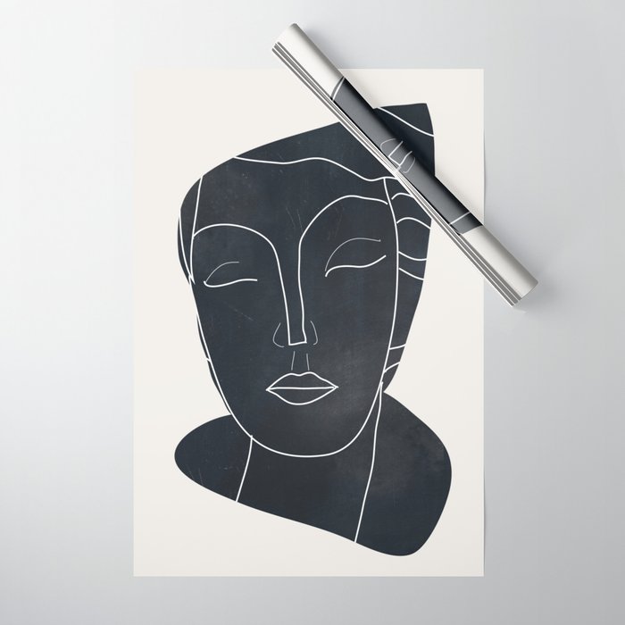 Lady Portrait Minimal Line Art Wrapping Paper Gallery Image 1