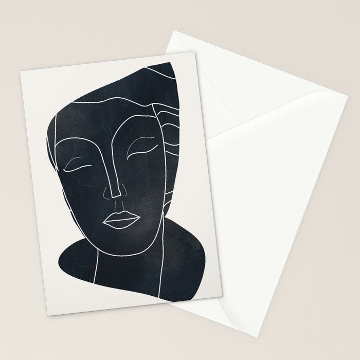 Lady Portrait Minimal Line Art Stationery Card Gallery Image 2