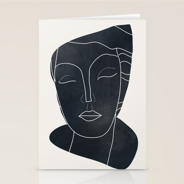 Lady Portrait Minimal Line Art Stationery Card Gallery Image 1