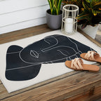 Lady Portrait Minimal Line Art Outdoor Rug Gallery Image 2