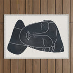 Lady Portrait Minimal Line Art Outdoor Rug Gallery Image 1