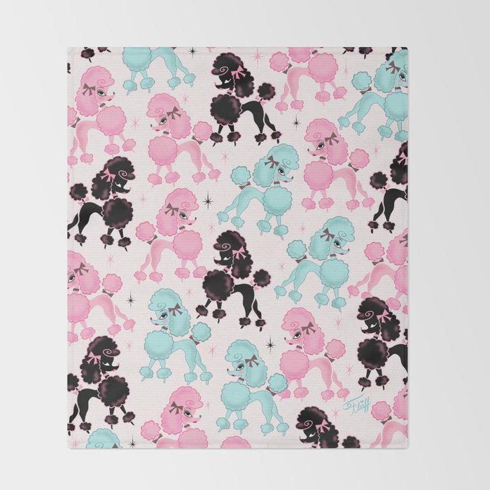 Poodlerama Retro Poodles Throw Blanket Gallery Image 2
