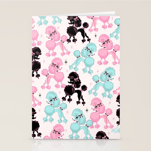 Poodlerama Retro Poodles Stationery Card Gallery Image 1